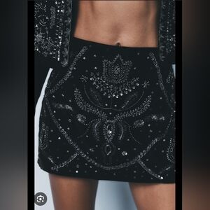 Zara Sequin Velvet Skirt
